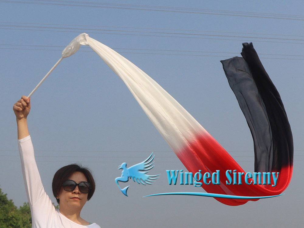1 piece 2.5m (98") white-red-black worship silk throw streamer
