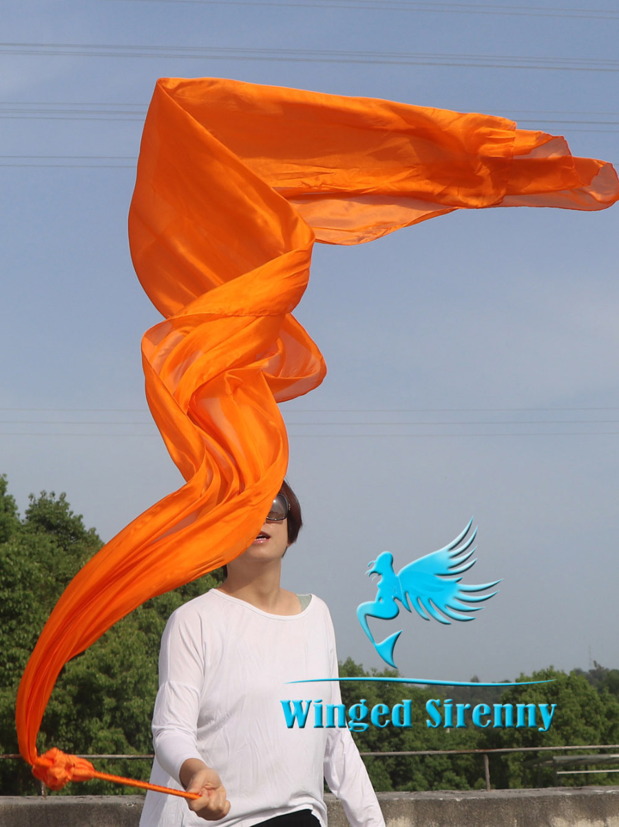 1 piece 2.5m (98") orange worship silk throw streamer