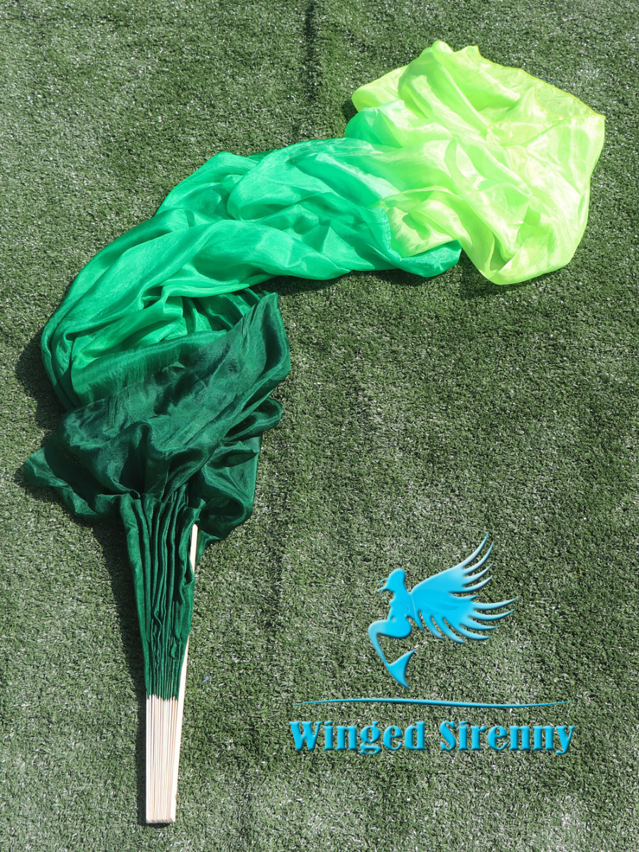 1 pair 1.8m (70") Emerald belly dance silk fan veils