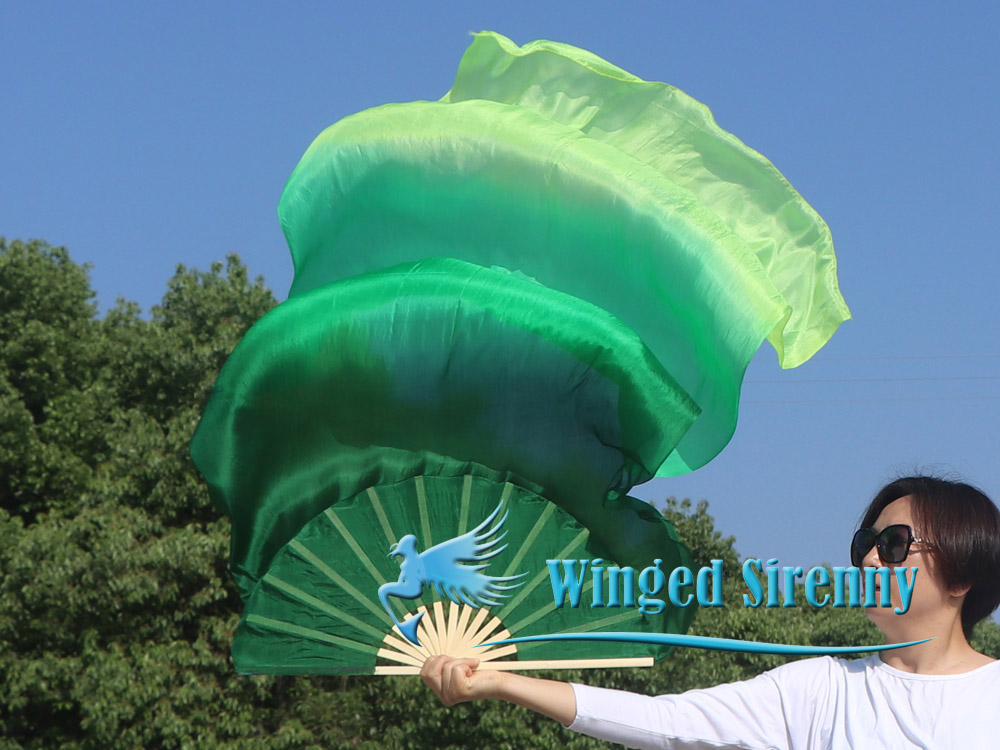 1 pair 1.8m (70") Emerald belly dance silk fan veils