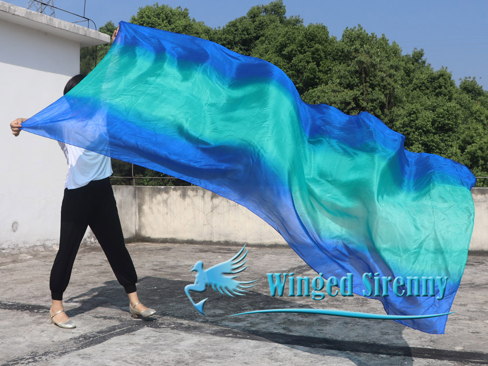 1 piece blue-peacock-blue 5 Mommes colorful belly dance silk veil 