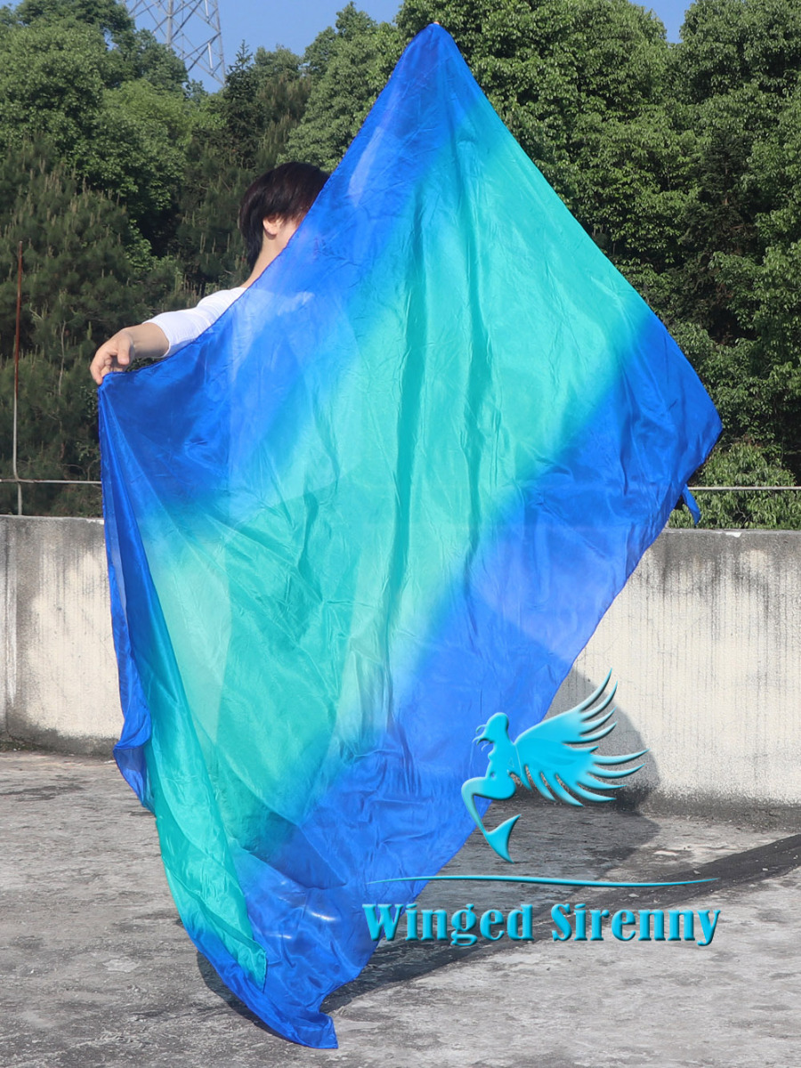 1 piece blue-peacock-blue 5 Mommes colorful belly dance silk veil 