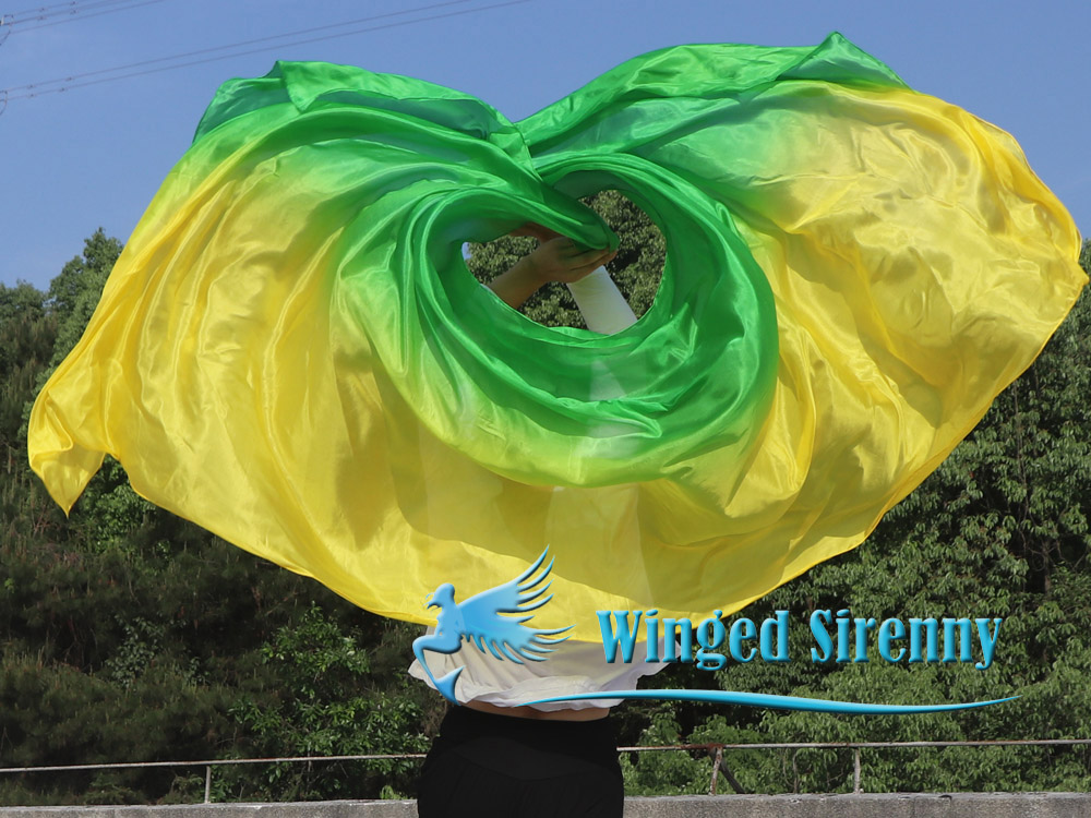 1 piece yellow-green 5 Mommes colorful belly dance silk veil 