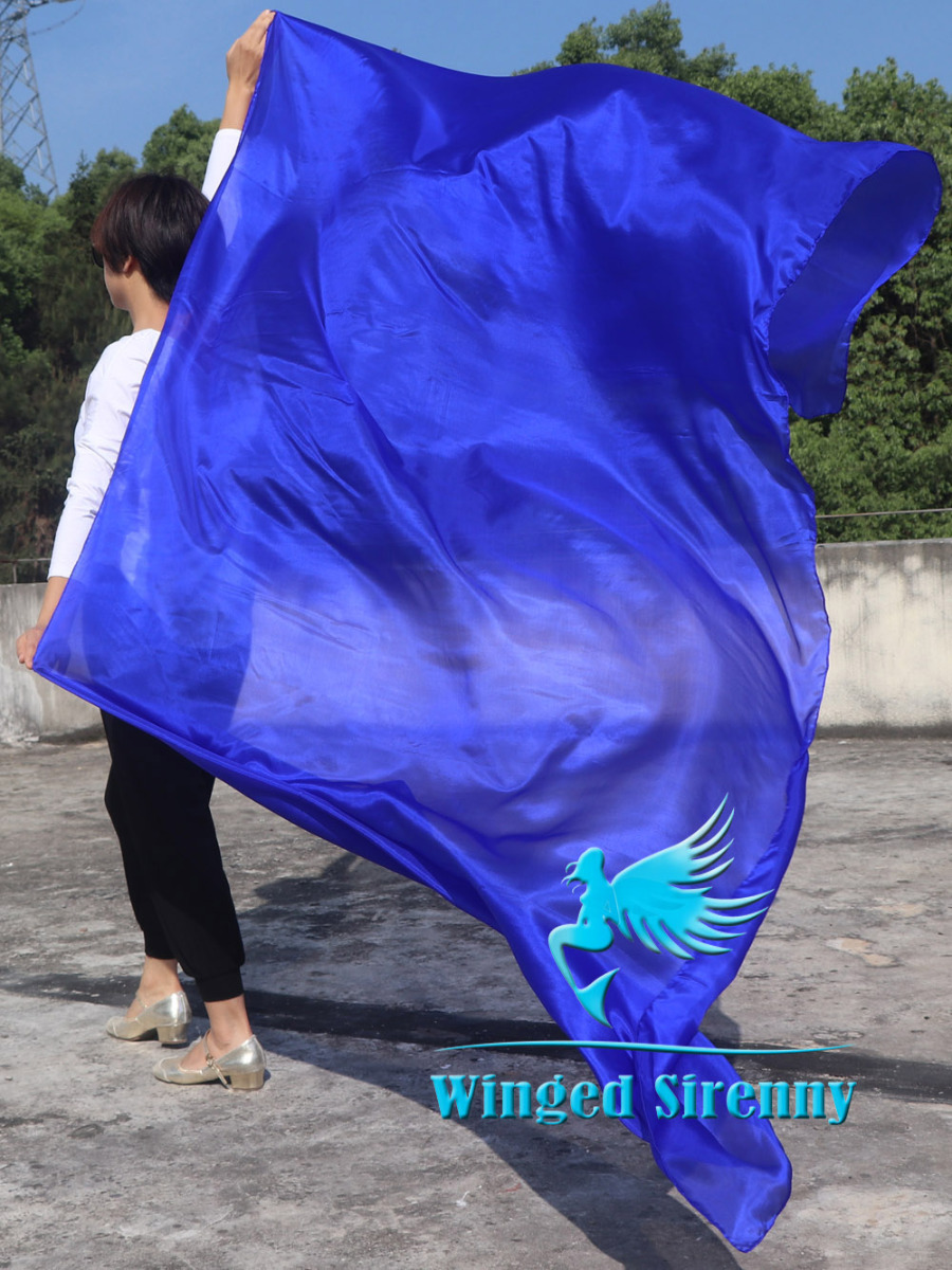 blue 5 Mommes 2.7m*1.4m (3 yds x 55") belly dance silk veil 