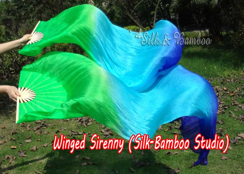 1 pair 1.8m (71") Adventure belly dance silk fan veils