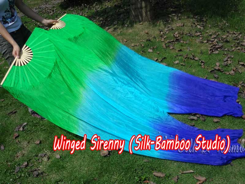 1 pair 1.8m (71") Adventure belly dance silk fan veils
