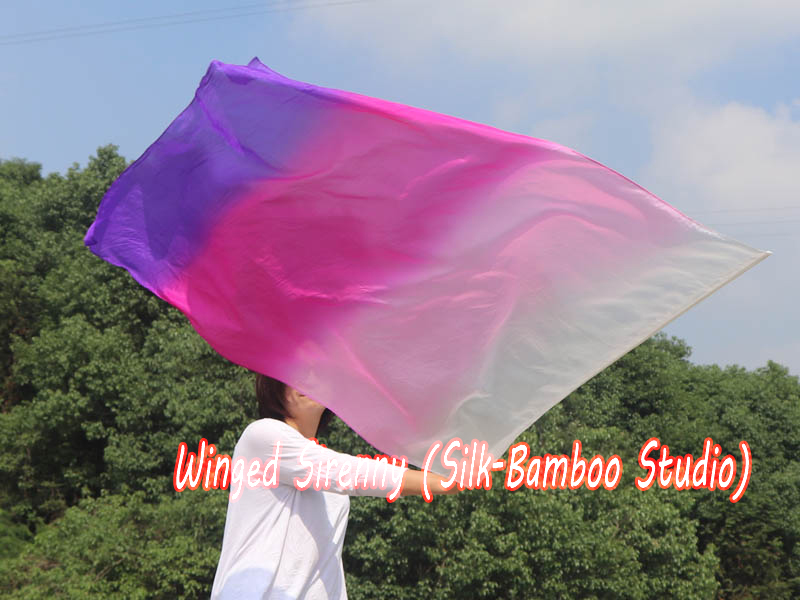 1 Piece 130 cm (51") prophetic silk worship flex flag, white-pink-purple