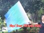 1 Stück 103 cm x 88 cm drehbarer Flaggen-Poi, weiß-pfau grüne-türkis-blau