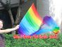 Seda Poi bandera de adoración 129 cm * 88 cm, Arco iris B