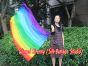 Seda Poi bandera de adoración 129 cm * 88 cm, Arco iris B