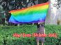 Seda Poi bandera de adoración 174cm x 88cm, Arco iris B