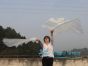 1 pair 180 cm (71") half circle prophetic angel wing silk flags, white 