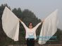 1 pair 180 cm (71") half circle prophetic angel wing silk flags, white 