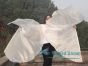 1 pair 180 cm (71") half circle prophetic angel wing silk flags, white 
