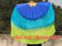 Grandes abanicos cortos de baile azul-verde pavo real-verde amarillento, 105cm
