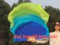 Grandes abanicos cortos de baile azul-verde pavo real-verde amarillento, 105cm