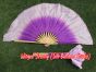 1 Pair purple fading short Chinese silk dance fan, 10cm (4") flutter