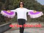 1 Pair purple fading short Chinese silk dance fan, 10cm (4") flutter