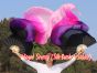 Pareja abanicos seda danza del vientre negro-violeta-rosado-rosado claro 1.8m