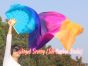 1 pair 1.8m (71") Iridescence belly dance silk fan veils