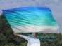 220cm Groß Seidenfahne mit flexiblem Stab, weiß-pfau grüne-türkis-blau