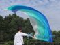 220cm Groß Seidenfahne mit flexiblem Stab, weiß-pfau grüne-türkis-blau