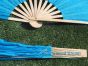 Pareja abanicos cortos de seda cyan-azul, 20cm seda