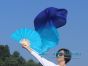 1 pair 1.5m (59") turquoise-blue belly dance silk fan veil