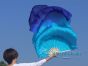1 pair 1.5m (59") turquoise-blue belly dance silk fan veil