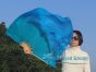 Grandes abanicos cortos de baile cyan claro-cyan, 105 cm 