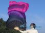Abanico de seda extragrande negro-violeta-rosado 180 x 114 cm