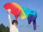 Abanico de seda extragrande Arco iris 180 x 114 cm