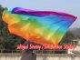 Seda Poi bandera de adoración 174cm x 88cm, rayas largas arco iris+