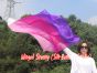 130 cm bandera de seda de adoración profética flexible, blanco-rosado-violeta