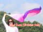 130 cm bandera de seda de adoración profética flexible, blanco-rosado-violeta