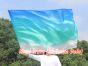 130 cm Tanzflagge Anbetungsfahne mit flexiblem Stab, weiß-pfau grüne-türkis-blau