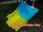 Pareja abanicos seda danza del vientre cian-amarillo 1.5m