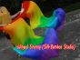 1 pair 1.8m (71") Rainbow belly dance silk fan veils