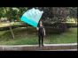 Seda Poi bandera de adoración 103 cm * 88 cm, verde pavo real degradado
