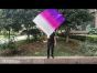 Seda Poi bandera de adoración 103 cm * 88 cm, blanco-rosado-violeta