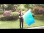 Seda Poi bandera de adoración 129 cm * 88 cm, blanco-verde pavo real-cyan-azul