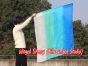 Seda Poi bandera de adoración 103 cm, blanco-verde pavo real-cyan-azul rayas largas