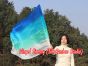 Seda Poi bandera de adoración 103 cm, blanco-verde pavo real-cyan-azul rayas largas