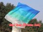 Seda Poi bandera de adoración 103 cm, blanco-verde pavo real-cyan-azul rayas largas