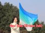 Seda Poi bandera de adoración 103 cm, blanco-verde pavo real-cyan-azul rayas largas