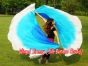 1 PIECE blue-turquoise-white half circle 6 Mommes belly dance silk veil