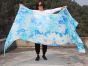 Velo de seda danza del vientre blanco+cian+azul tie-dye