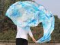 Velo de seda danza del vientre blanco+cian+azul tie-dye