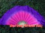 1 Pair pink-purple short Chinese silk dance fan, 20cm (8") flutter