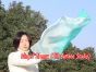 Seda Poi bandera de adoración 81 cm x 64 cm, verde pavo real degradado